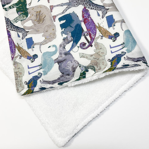 受注製作】ハーフハンカチ リバティ キューフォーザズー（ブルー