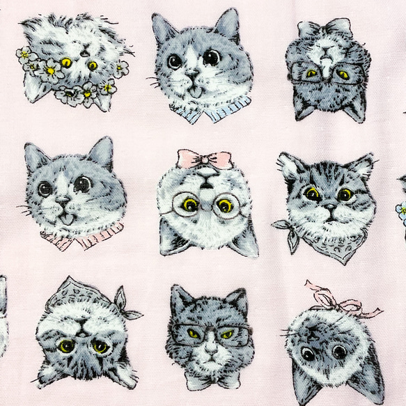 2枚セット♡ループ付きタオル　ふんわりガーゼ　猫柄（ピンク&ホワイト） 25㎝のみ 3枚目の画像