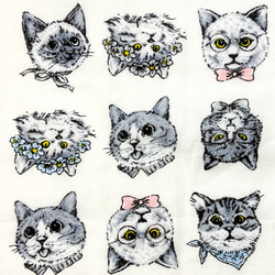 2枚セット♡ループ付きタオル　ふんわりガーゼ　猫柄（ピンク&ホワイト） 25㎝のみ 5枚目の画像