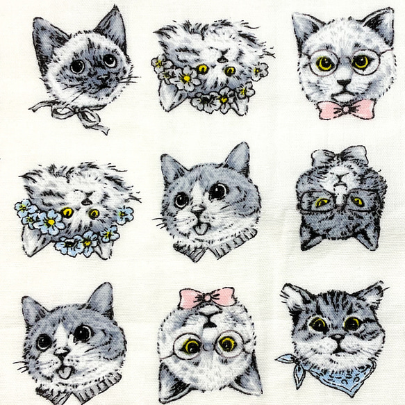 2枚セット♡ループ付きタオル　ふんわりガーゼ　猫柄（ピンク&ホワイト） 25㎝のみ 5枚目の画像