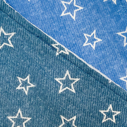 2枚セット♡ループ付きタオル　ふんわりガーゼ　シンプル　大きな星柄デニム（ティールブルー&ブルーウォッシュ） 5枚目の画像