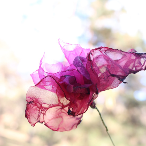 ローズピンク｜カラフルオーガンジーのアートフラワー【造花】 4枚目の画像