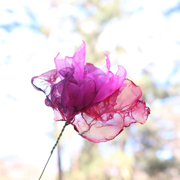 ローズピンク｜カラフルオーガンジーのアートフラワー【造花】 6枚目の画像