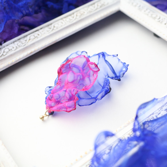 『ネオン街』NEON no,1｜ブルーとピンクのゆれるアートピアス／イヤリング 5枚目の画像