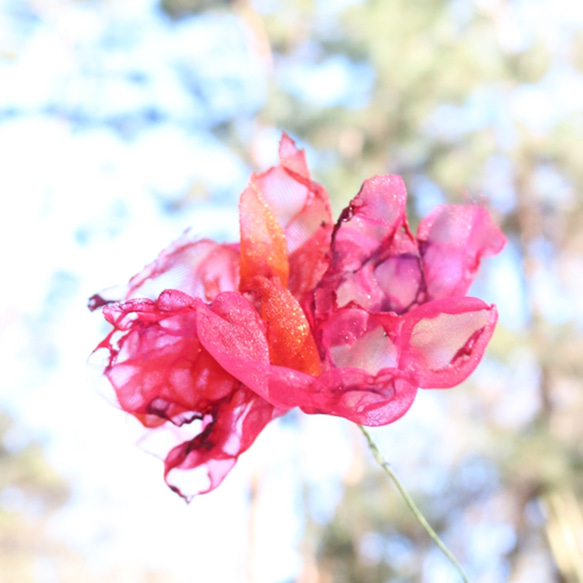 オレンジ 火花｜カラフルオーガンジーのアートフラワー【造花】 6枚目の画像