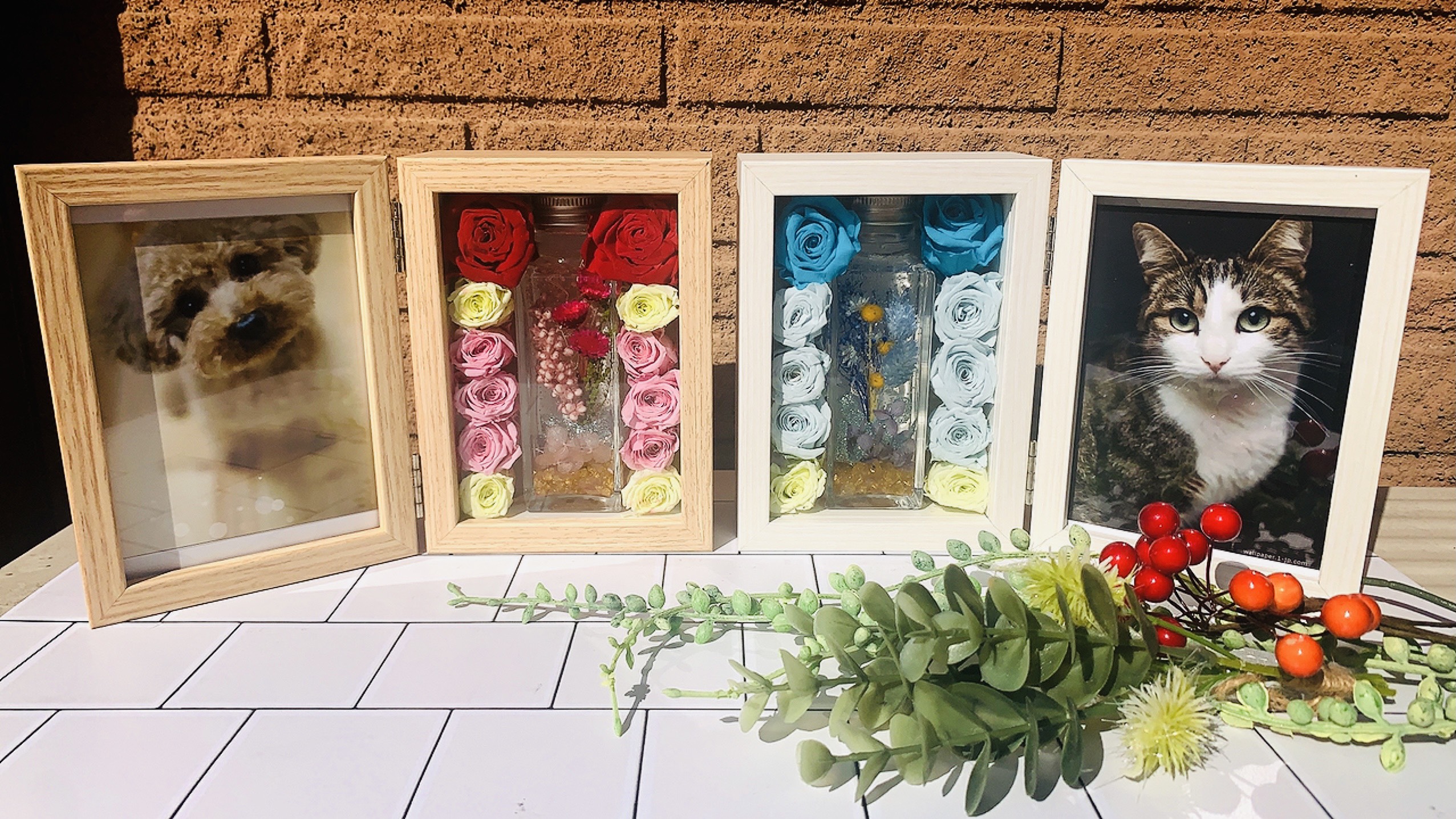 ペットの遺骨メモリアル【フォトスタンドペアセット】