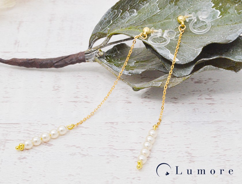 [k14gf]チェコパールのロングイヤリング