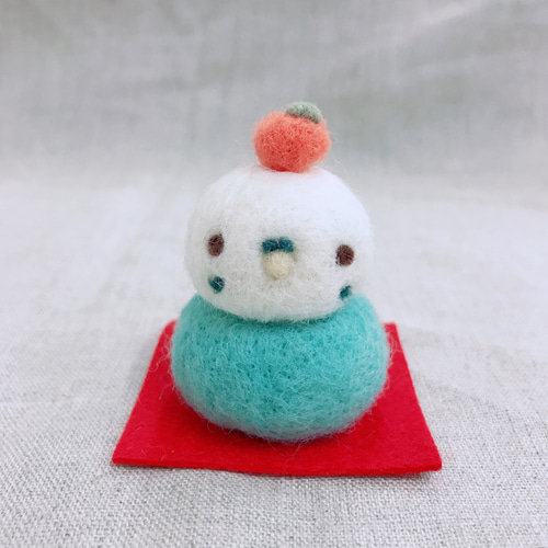 羊毛フェルトセキセイインコ鏡餅正月飾り