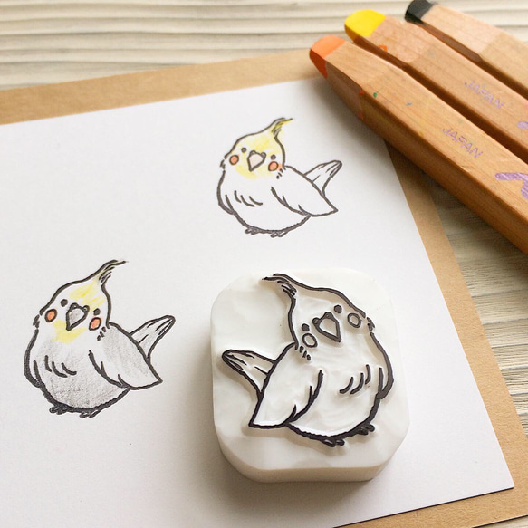 ちょこんと可愛いオカメインコの消しゴムはんこ はんこ