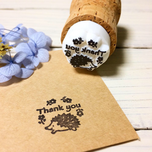 【最新入荷】 文字がえらべる＊小さなハリネズミとお花の消しゴムはんこ 文房具・ステーショナリー