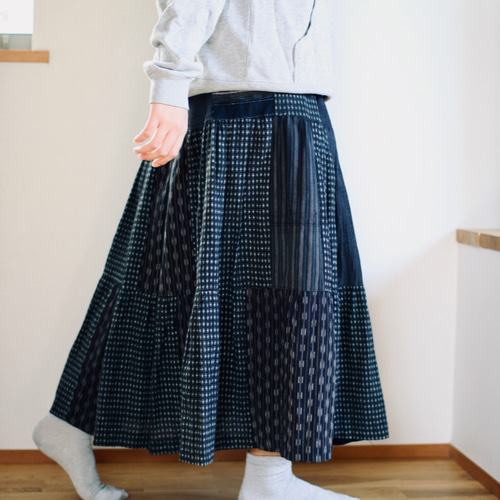 古布藍染スカート