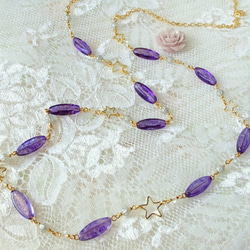 【再販】星と紫ベネチアンのロングネックレス 3枚目の画像