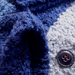 手編み 厚め シルクデニムのボーダーカーディガン 3枚目の画像