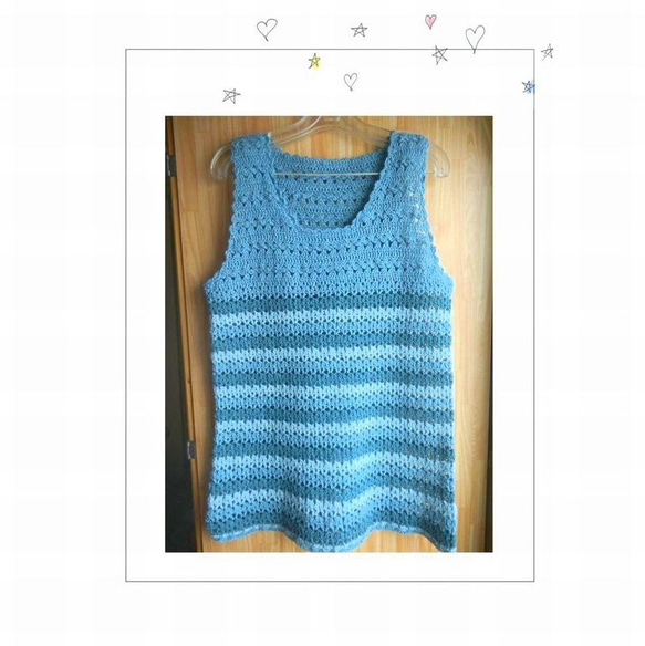 かぎ針・手編みベスト（ブルー系3色） ニット・セーター さと 通販