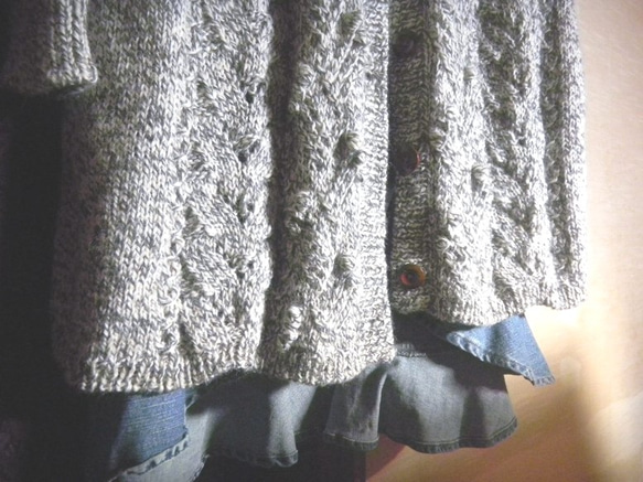 手編み＊丈長めカーディガン＊日本製ウール１００％ 5枚目の画像