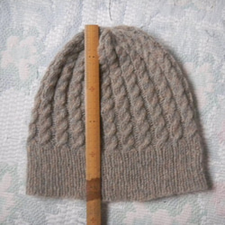 ＊手編み＊モヘアのニット帽（薄グレー&オレンジ） 3枚目の画像