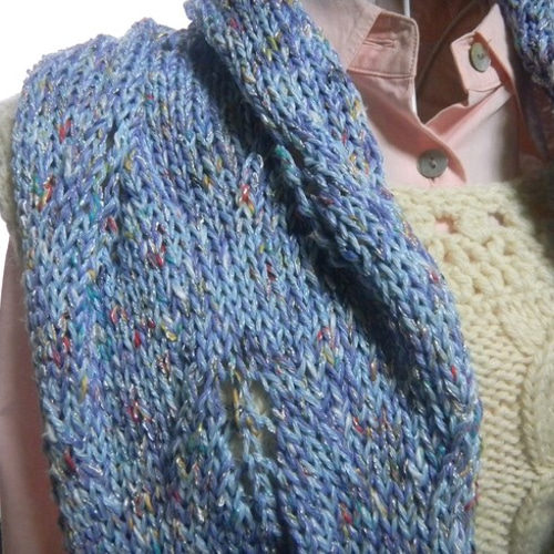 手編みスヌード＊コットン混・ブルー系 スヌード さと 通販 4594806