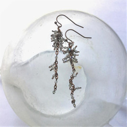 ミモザのイヤリング ＜ガラスビーズ+淡水パール＞ピアス変更可【受注