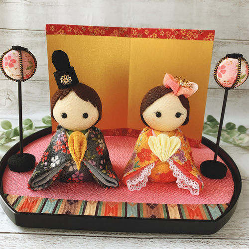 SOLD】現代風 おひなさま ひな人形 ちりめん 桃の節句 その他置物 ぽち