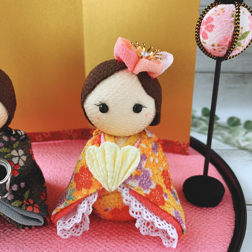 SOLD】現代風 おひなさま ひな人形 ちりめん 桃の節句 その他置物 ぽち