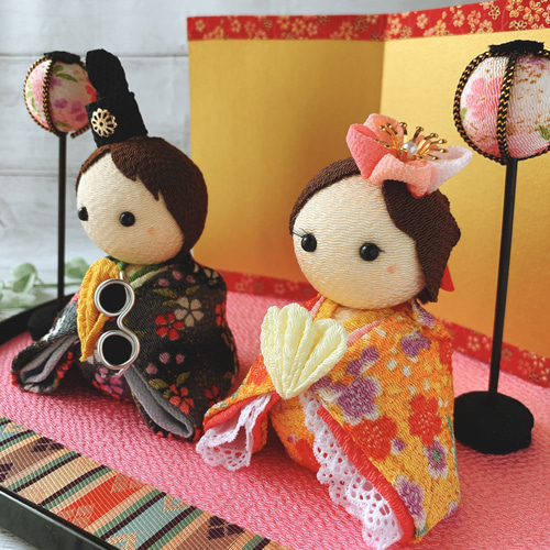 SOLD】現代風 おひなさま ひな人形 ちりめん 桃の節句 その他置物 ぽち