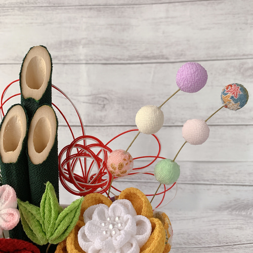 SOLD】正月飾り ちりめん 門松 つまみ細工 お正月 花 その他置物 ぽち