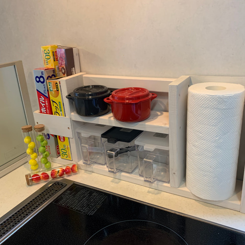 キッチンペーパーホルダー縦型、スパイスラック、ラップたてつき