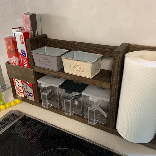 キッチンペーパーホルダー縦型、スパイスラック、ラップたてつき