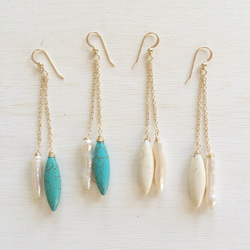 Fresh water pearl , Magnesite Earrings 1枚目の画像