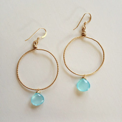 Sea blue Chalcedony Earrings 1枚目の画像