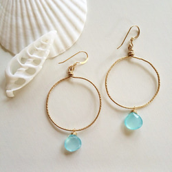 Sea blue Chalcedony Earrings 2枚目の画像