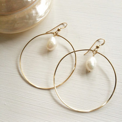 Fresh Water Pearl Hoop Earrings 4枚目の画像