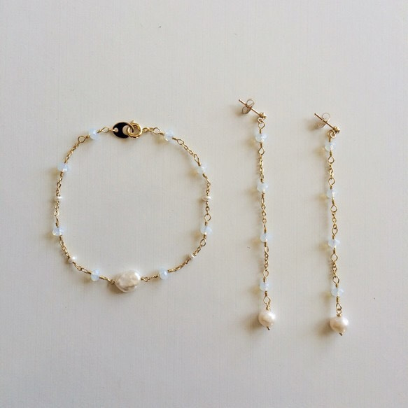 ♡SALE♡ Fresh water pearl.operl earrings 4枚目の画像