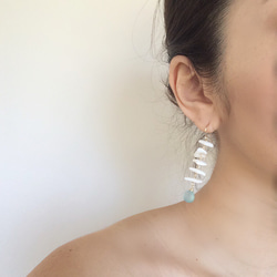 ♡SALE♡ Seashell & seablue chalcedony earrings 2枚目の画像
