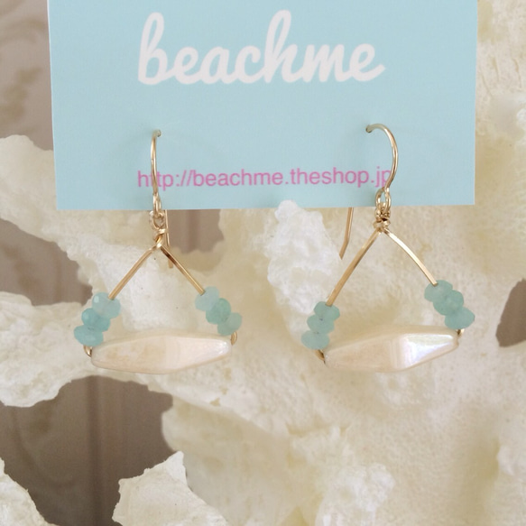 ♡SALE♡ Gem stone triangle earrings 2枚目の画像