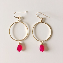 Berry pink chalcedony foop earrings 1枚目の画像