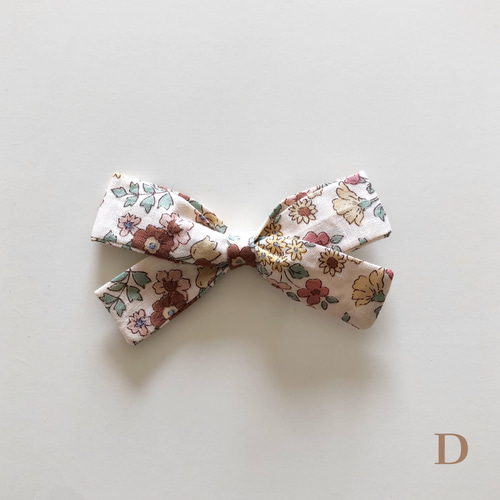 Handmade Liberty Flower Bow ハンドメイド リバティリボンクリップ D  