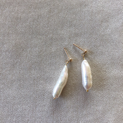 Long Fresh water pearl Earrings 淡水パールロングピアス 2枚目の画像