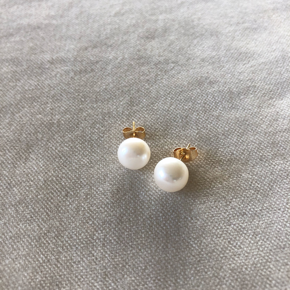 Fresh Water Pearl Stud Earrings 一粒淡水パールピアス 2枚目の画像