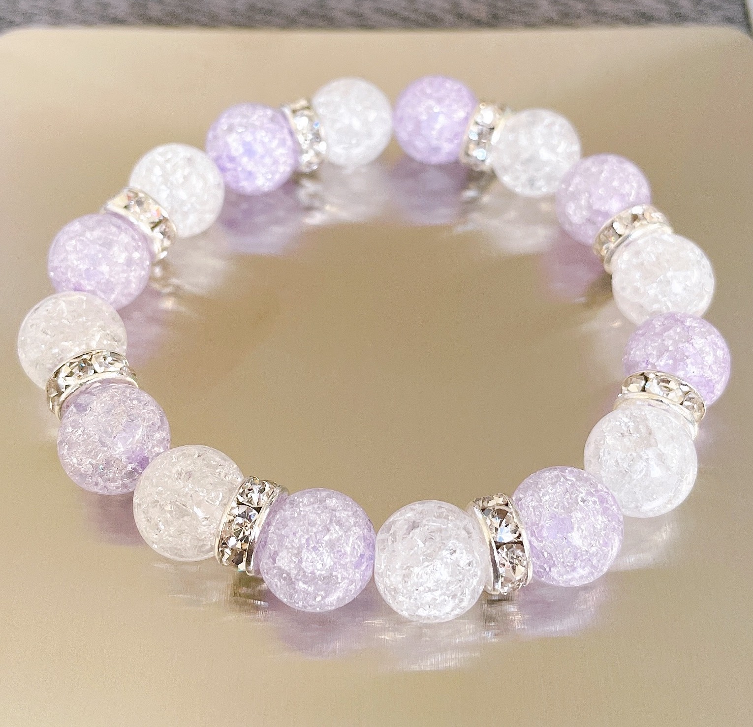 Sランク高品質*°天然石ブレスレット*°(クラック水晶.ピンククラック水晶各10mm)