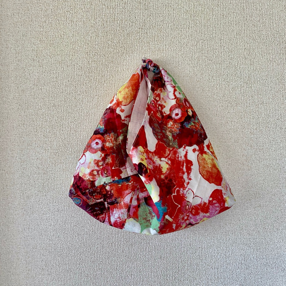 リバーシブルあずま袋(花柄×リネン） 2枚目の画像