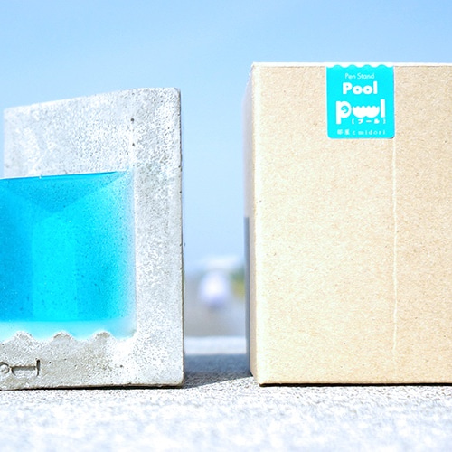 小さな海のペンスタンド。 “Pool-F”(ブルー) ペン・筆記用具