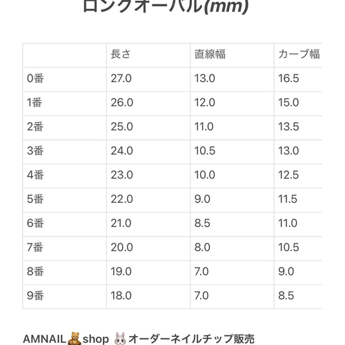 サイズ確認用チップ(２) ネイルチップ（つけ爪） AMNAIL 通販｜Creema