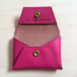 本革)カードケース、コインケース／ピンク 3枚目の画像