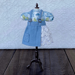 オビツ11 スモーキーブルーのサスペンダースカート 7枚目の画像