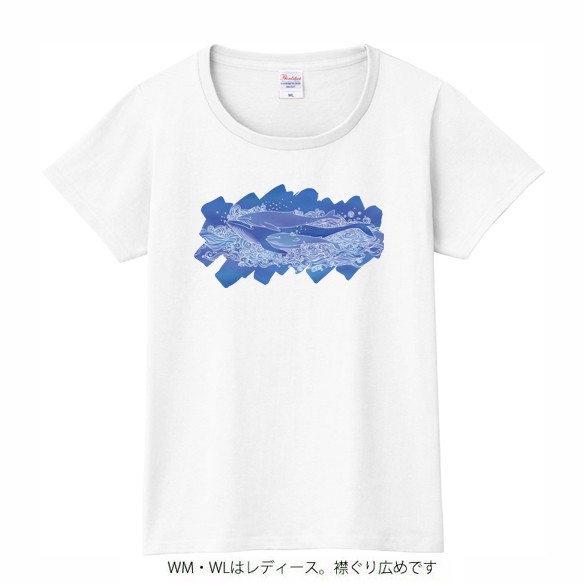 メンズ・レディースサイズ有★くじらＴシャツ 3枚目の画像