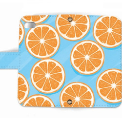 【送料無料】水の上のオレンジ　手帳型スマホケース 2枚目の画像