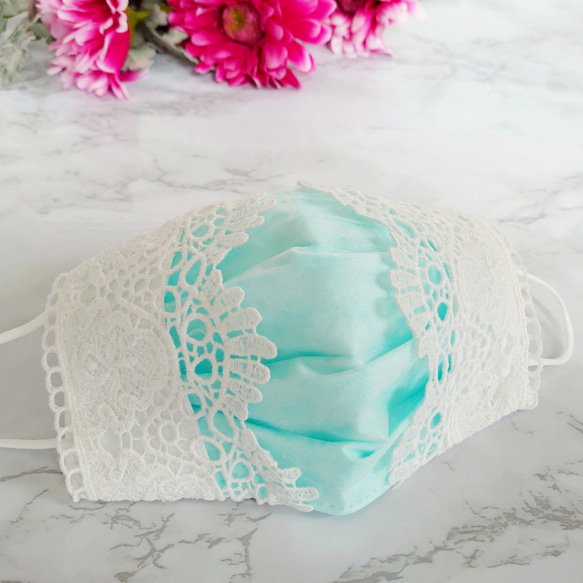 綿ニットの2Wayマスク 伸縮フィットで肌にもやさしい ゴージャスレース  