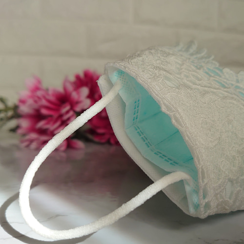 綿ニットの2Wayマスク 伸縮フィットで肌にもやさしい ゴージャスレース  