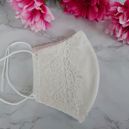 綿ニットの2Wayマスク 伸縮フィットで肌にもやさしい ゴージャスレース  